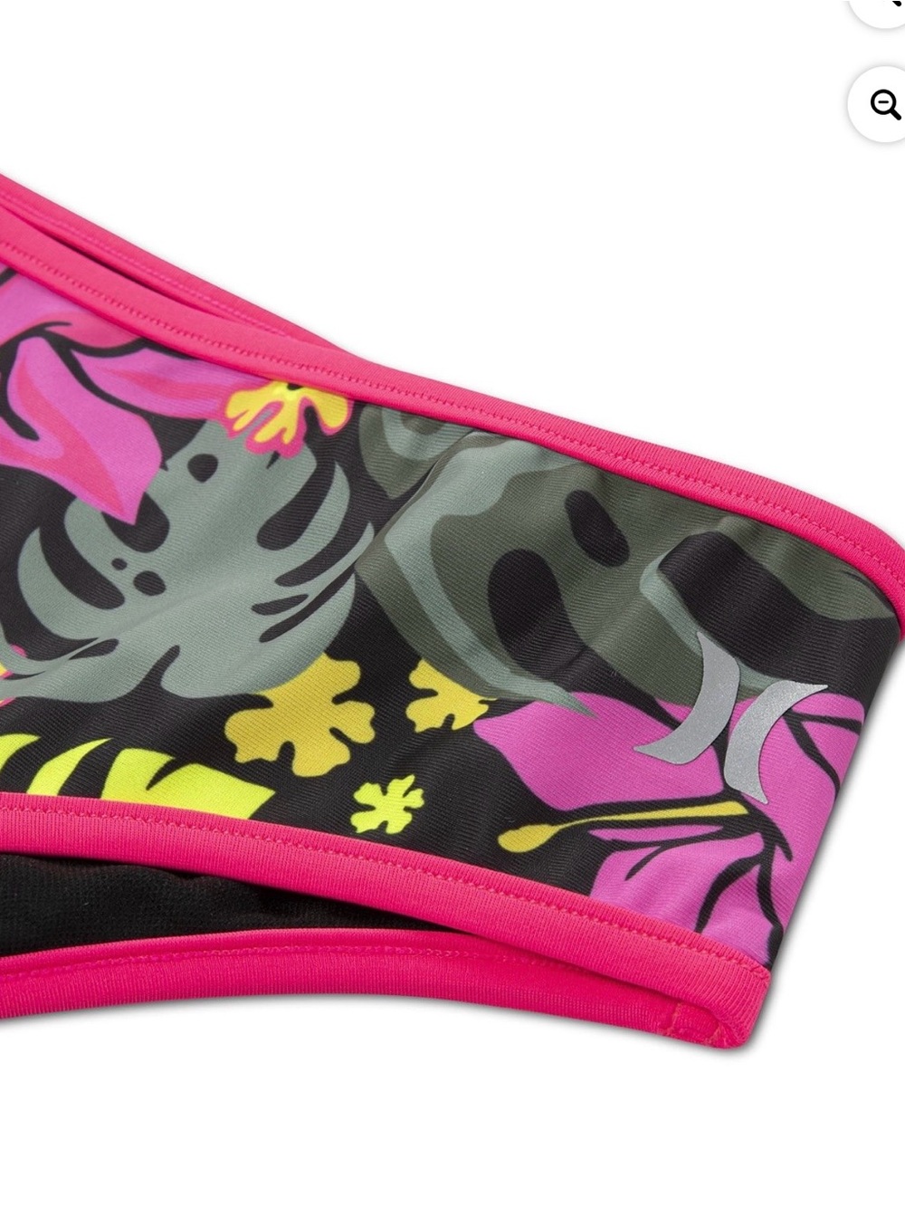 Hurley Girls Black Tropical Floral Tankini with Neon Pink Trim - Picture 6 of 8